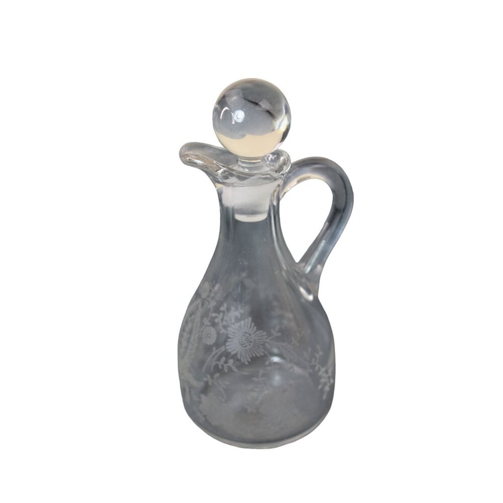 Viking Prelude Cruet Glass Vintage Clear Etched Floral 91845